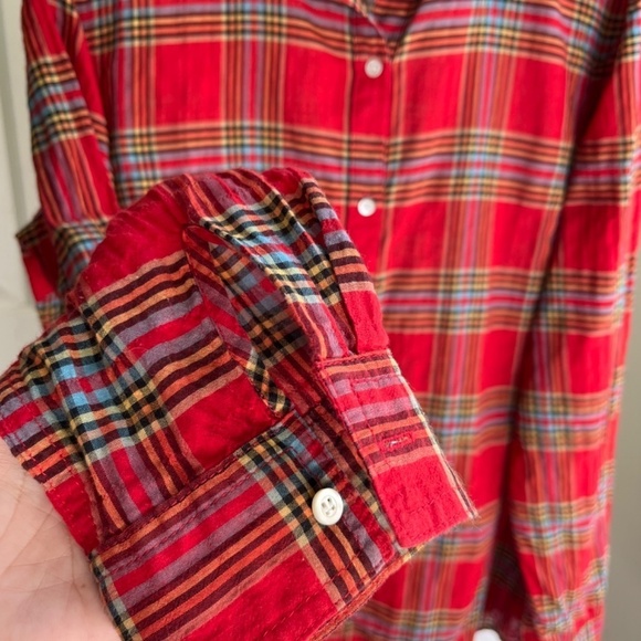 J.McLaughlin Lois Blouse Plaid Long Sleeves Light Fabric Summer Shirt, Size M - Picture 4 of 8